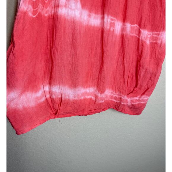 JM Italy Tunic Dress Womens XL Pink Linen Lace Beachy Coastal Vacation Cover up - Picture 7 of 12